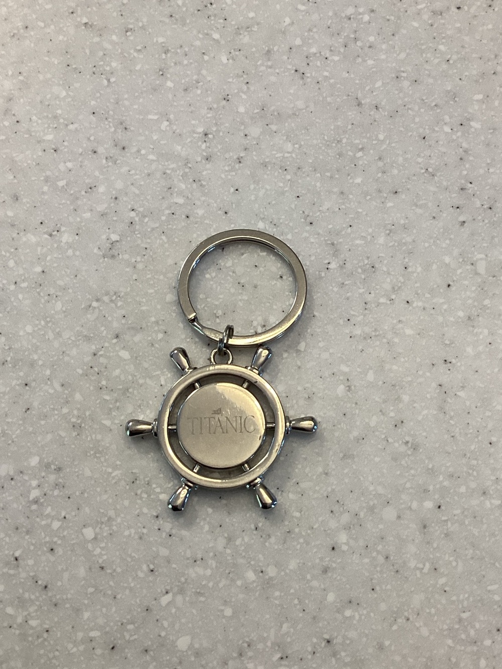 Titanic Silver Ship Wheel Keychain